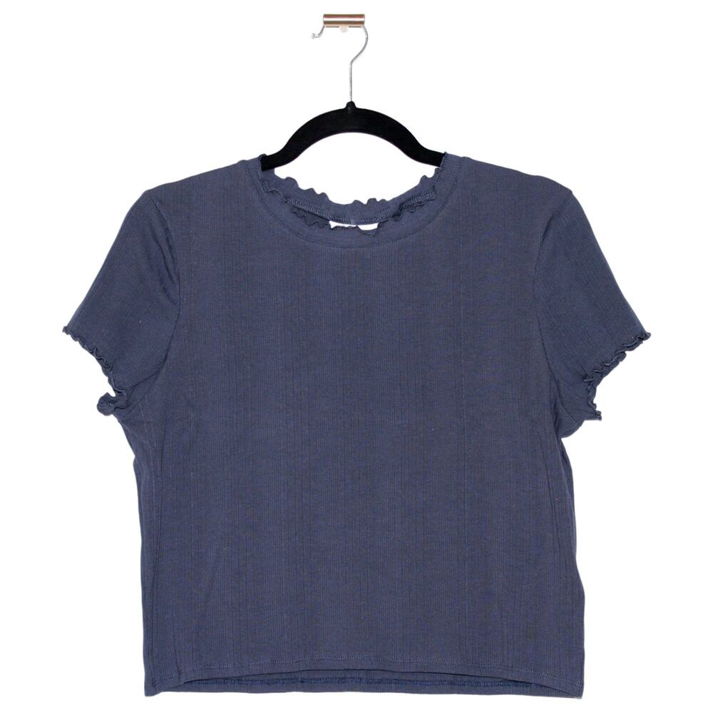 Topshop Nordstrom Ribbed Lettuce Trim Tee Size 14